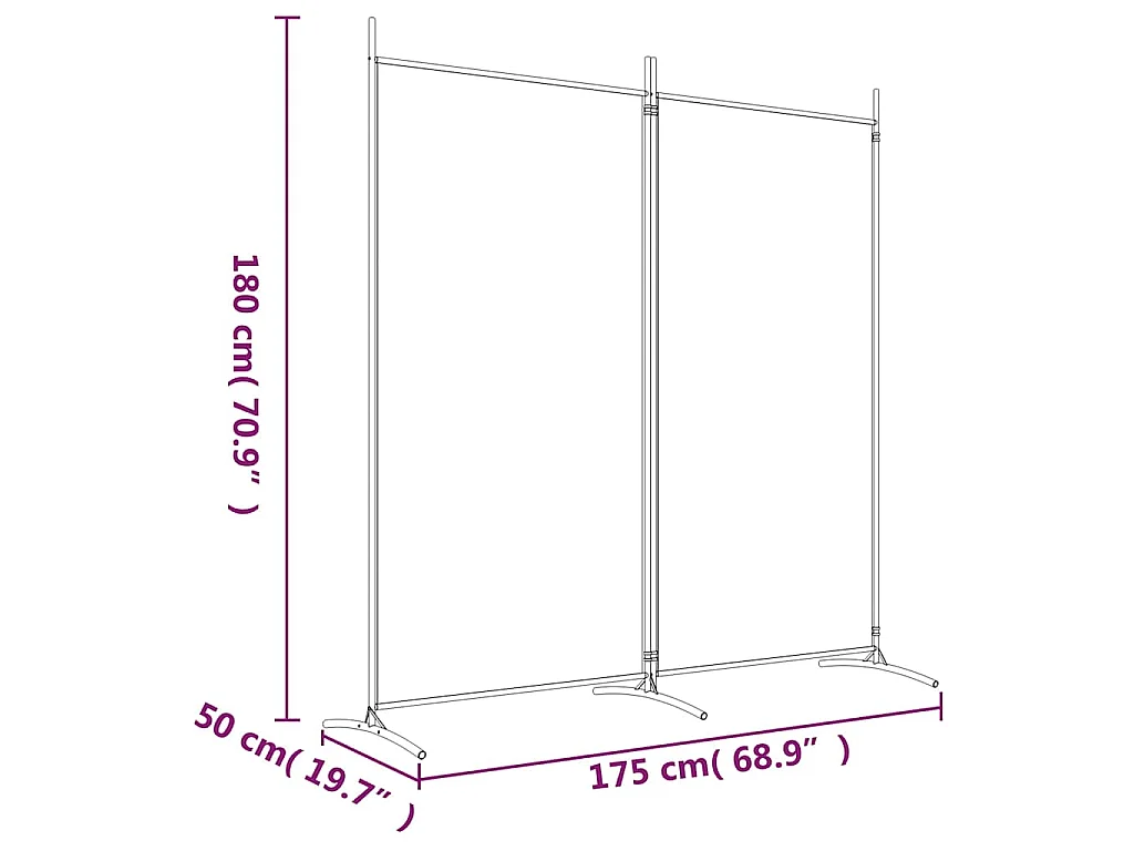 Kamerscherm met 2 panelen 175x180 cm stof zwart