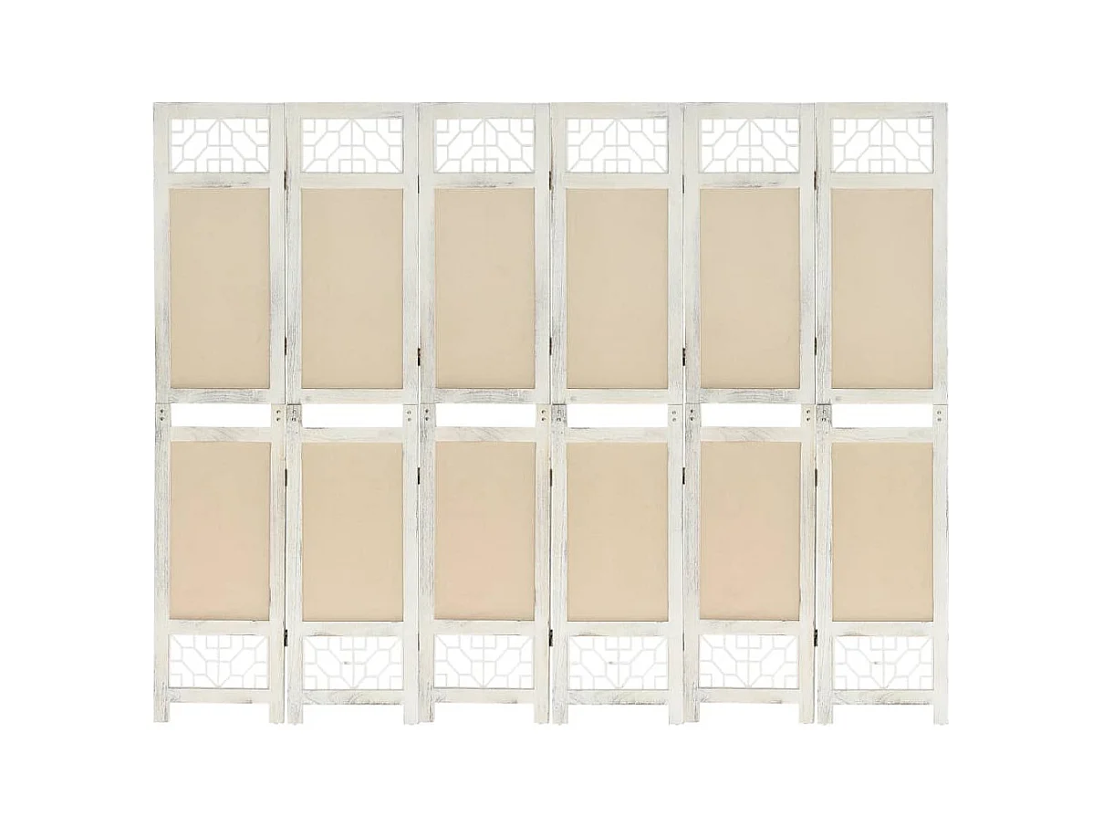 Cloison de séparation 6 panneaux Crème 210x165 cm Tissu