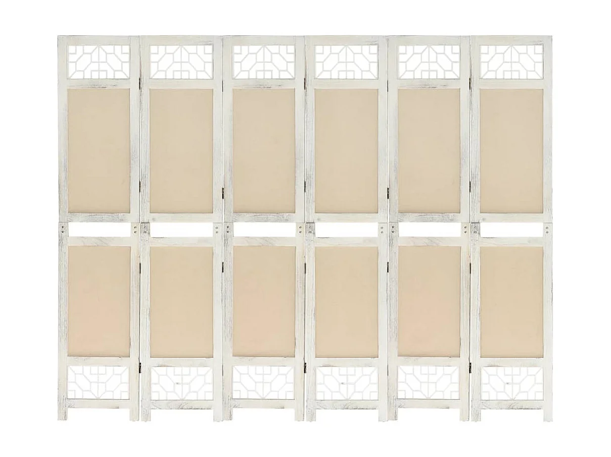Cloison de séparation 6 panneaux Crème 210x165 cm Tissu
