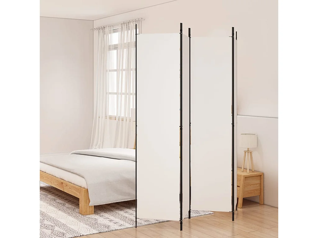 4-tlg. Paravent Weiß 200x220 cm Stoff