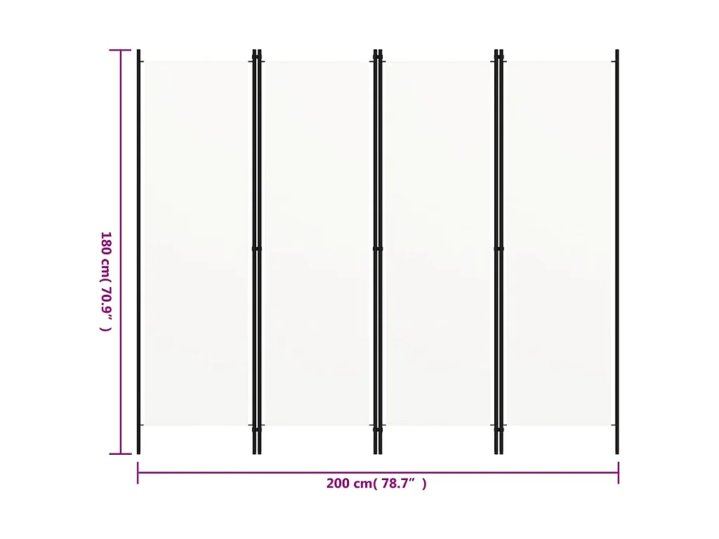 Paravento a 5 Pannelli Bianco 200x180 cm