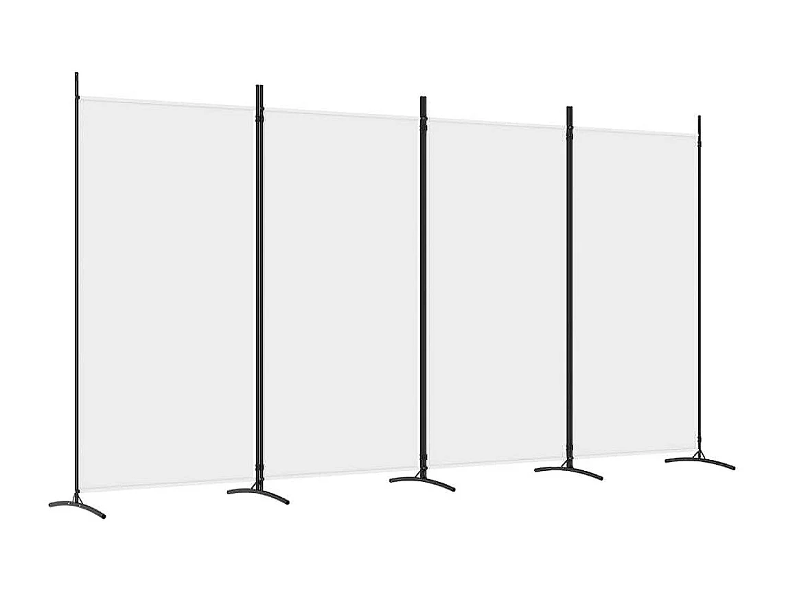 Cloison de séparation 4 panneaux Blanc 346x180 cm Tissu