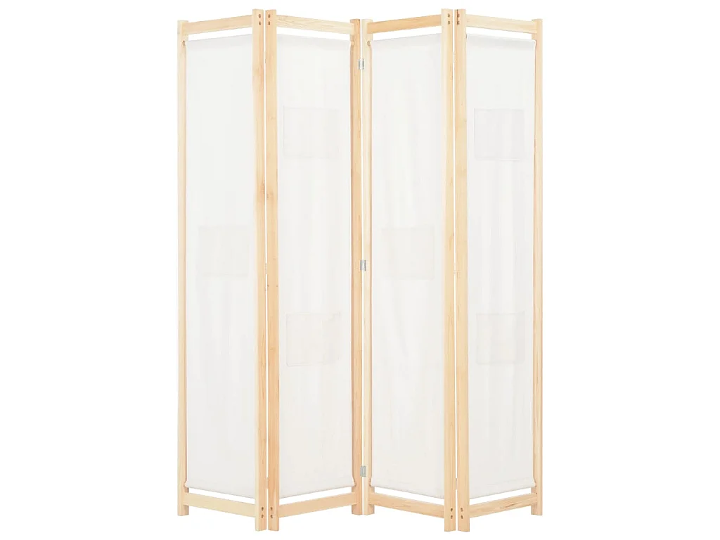 Paravent 4 panneaux Crème 160x170x4 cm Tissu