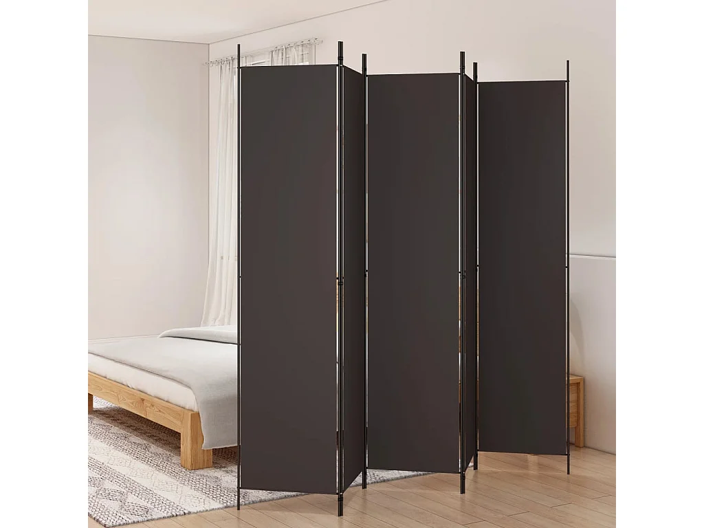 5-tlg. Paravent Braun 250x220 cm Stoff