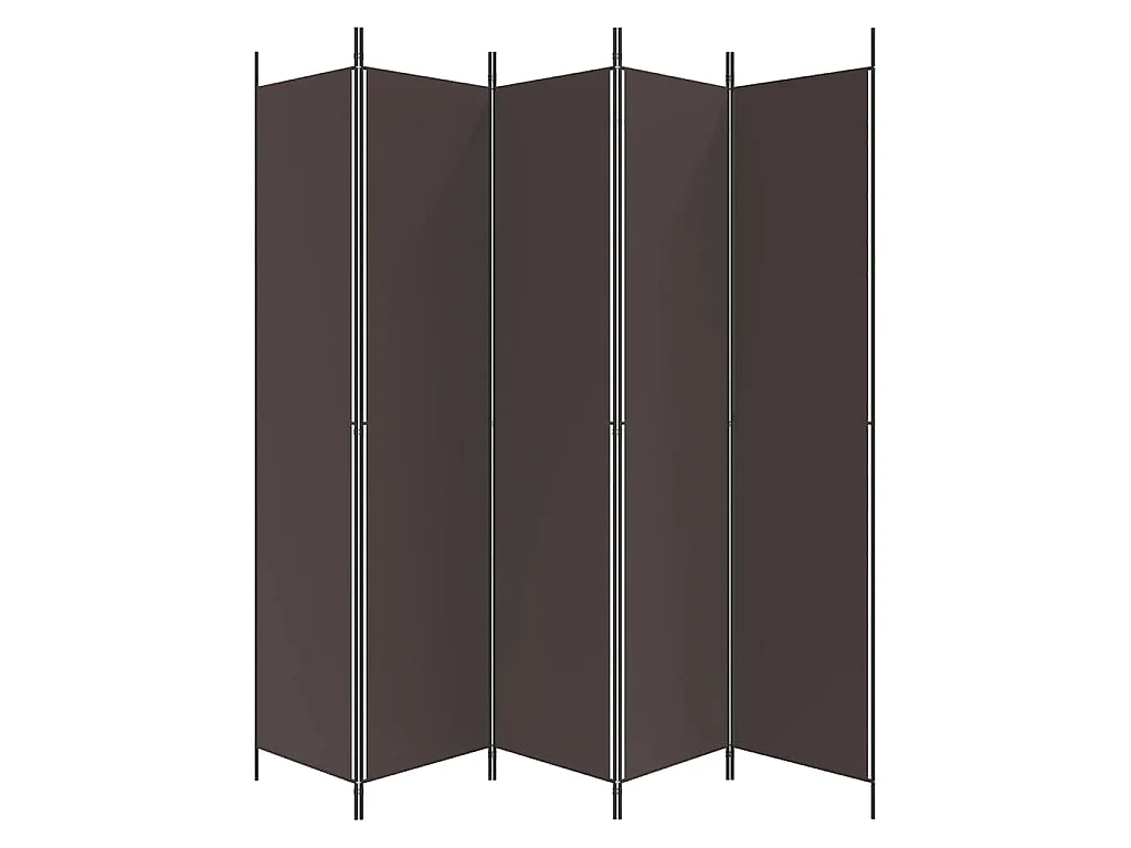 Divisorio a 5 Pannelli Marrone 250x220 cm in Tessuto