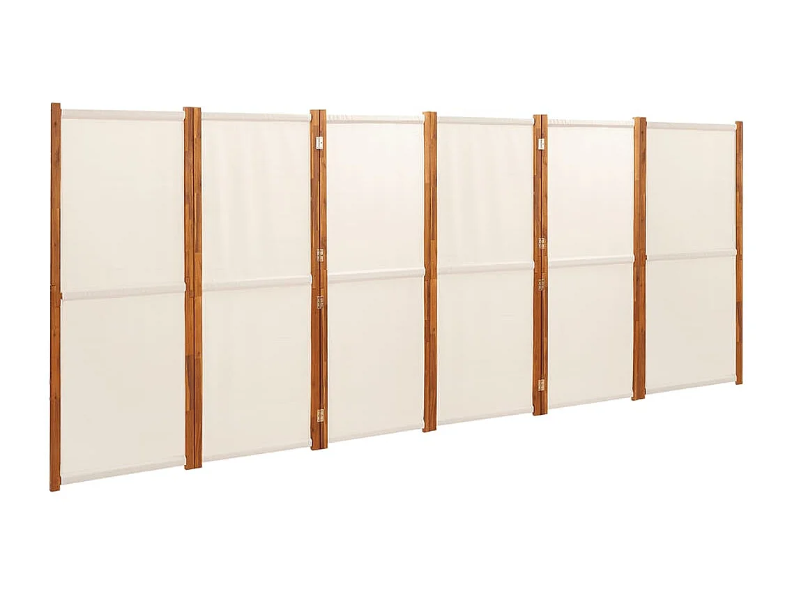 Kamerscherm met 6 panelen 420x180 cm crèmewit