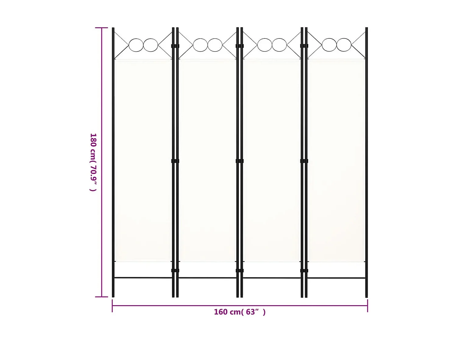 Biombo divisor de 4 paneles blanco 160x180 cm