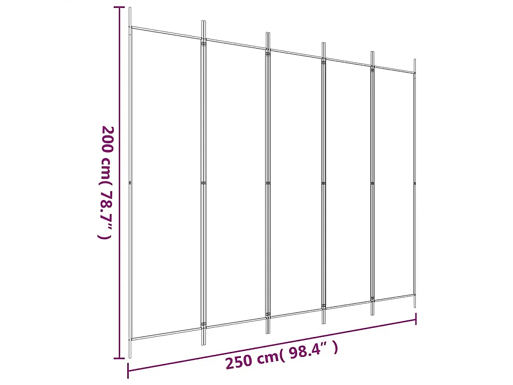 Paravent 5 panneaux Marron 250x200 cm Tissu