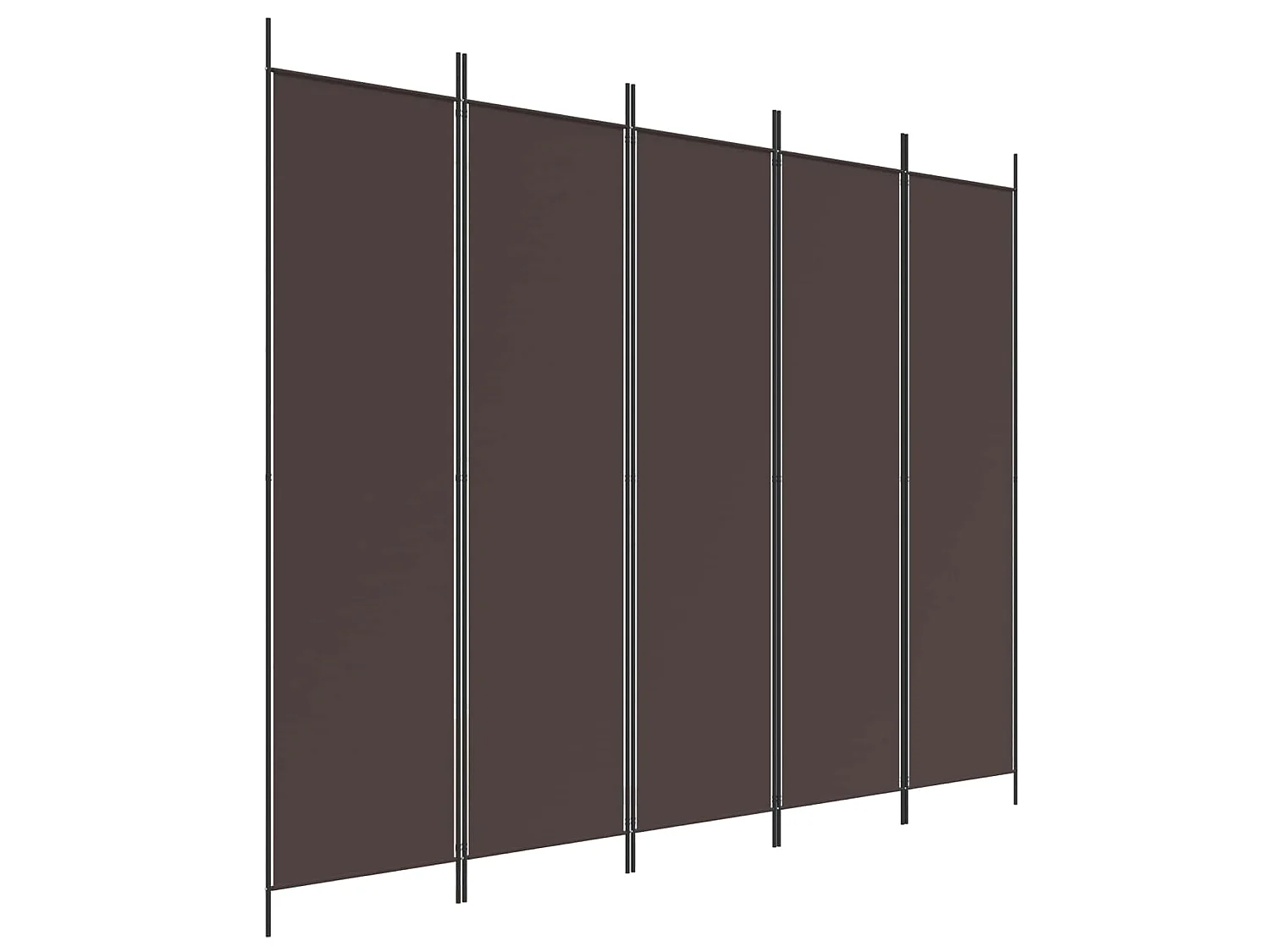 Paravent 5 panneaux Marron 250x200 cm Tissu