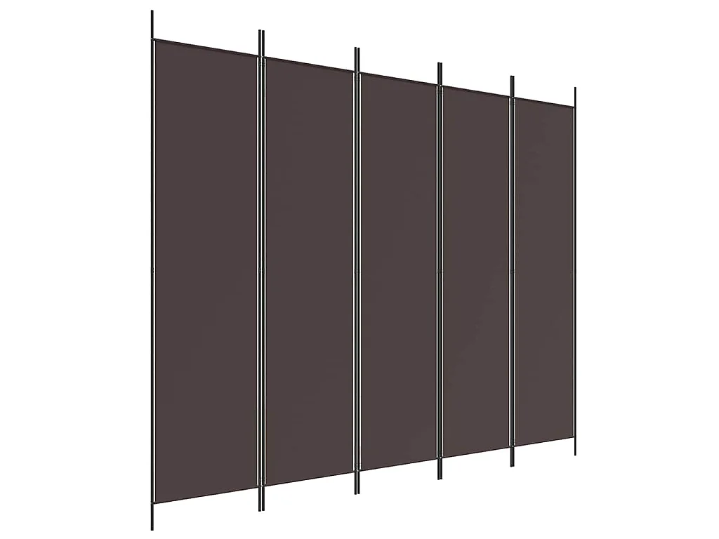 Divisorio a 5 Pannelli Marrone 250x200 cm in Tessuto