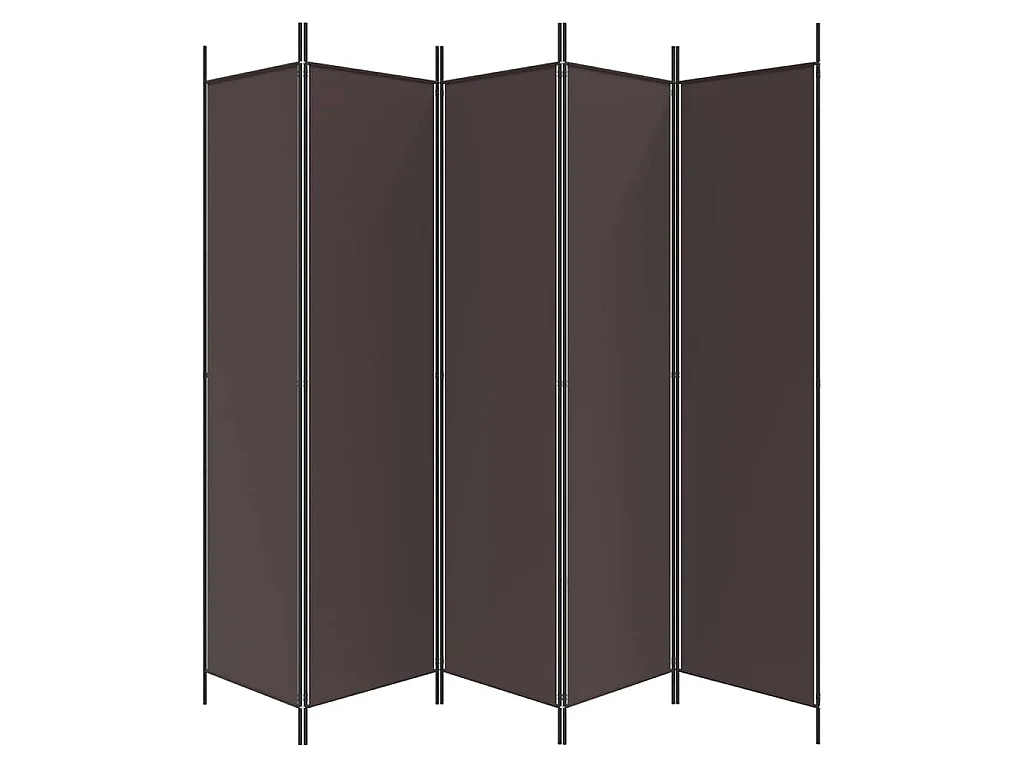 Divisorio a 5 Pannelli Marrone 250x200 cm in Tessuto