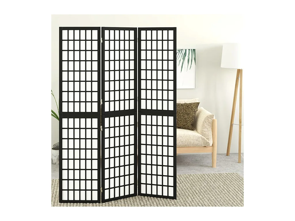 Cloison de séparation pliable 3 panneaux 120x170 cm Noir