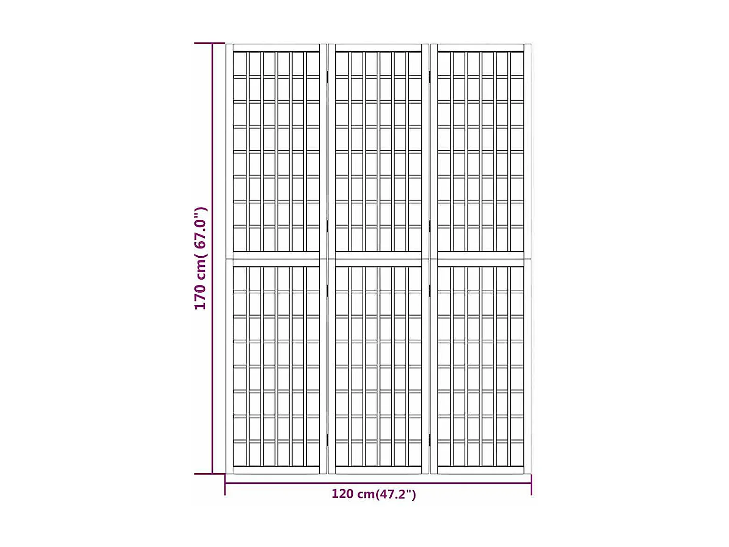 Kamerscherm inklapbaar 3 panelen Japanse stijl 120x170 cm zwart