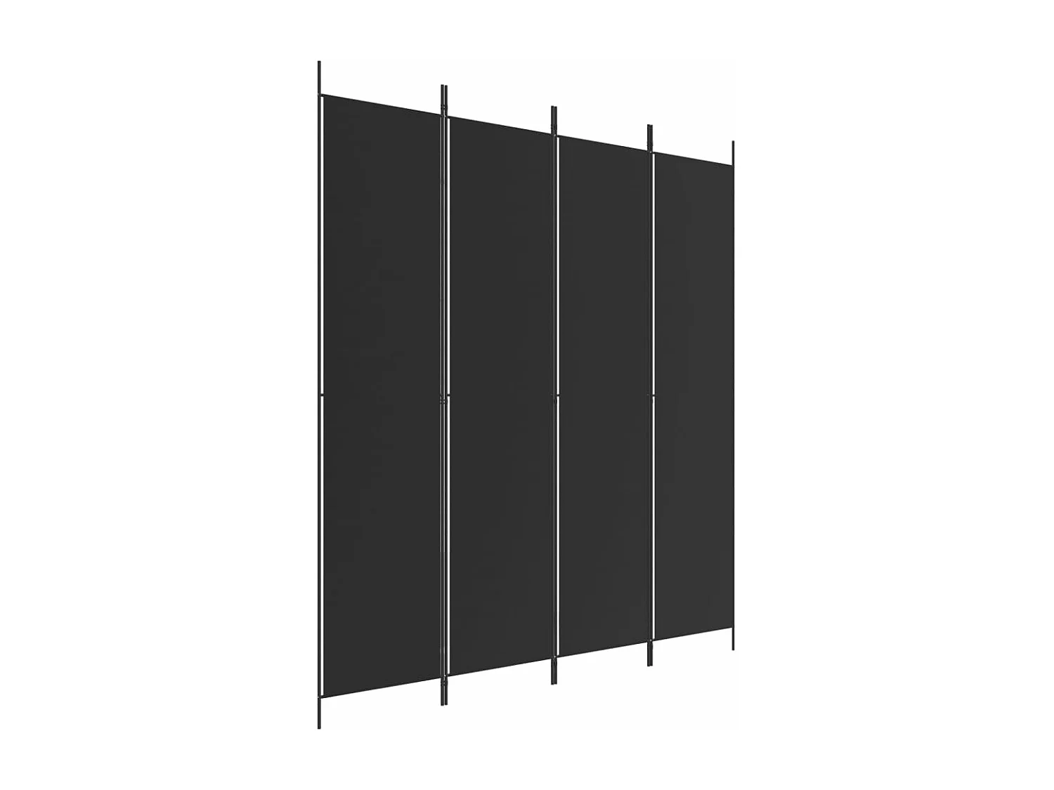 Cloison de séparation 4 panneaux Noir 200x220 cm Tissu