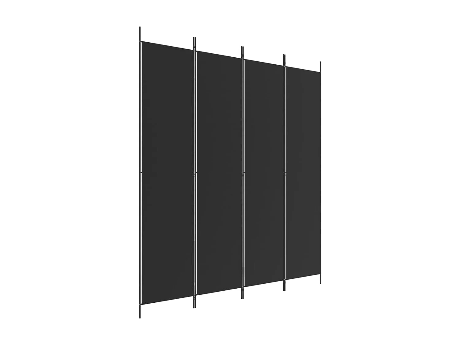 Cloison de séparation 4 panneaux Noir 200x220 cm Tissu