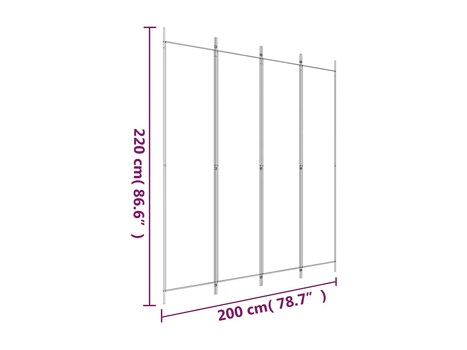 Cloison de séparation 4 panneaux Noir 200x220 cm Tissu