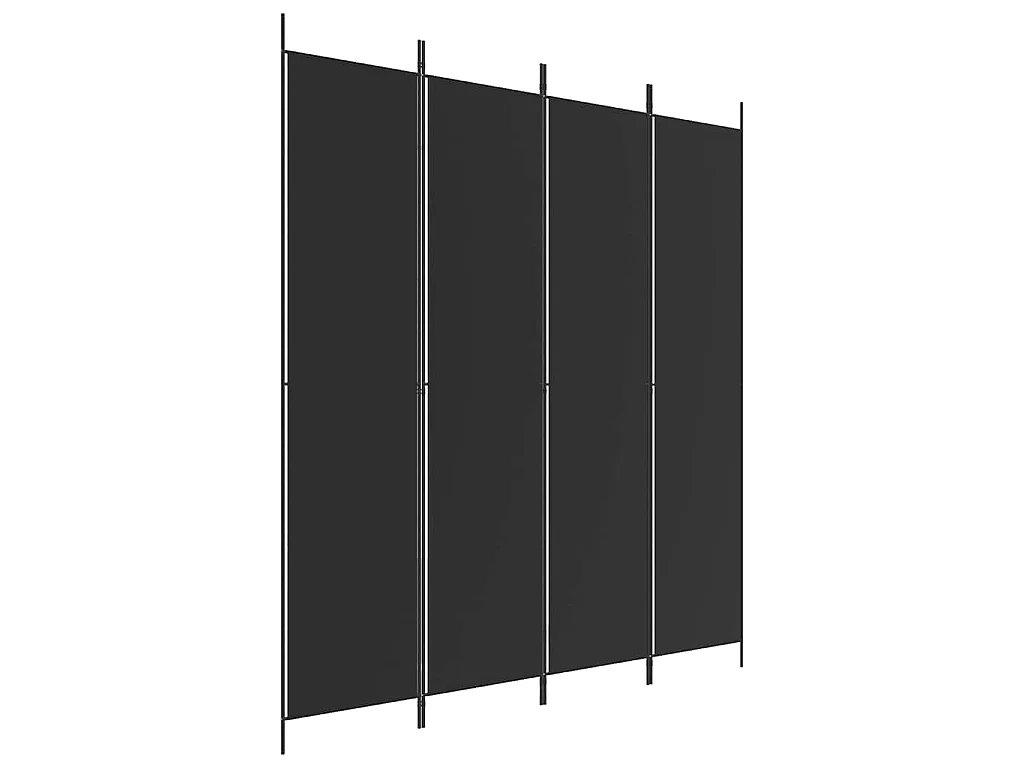 Biombo divisor de 4 paneles de tela negro 200x220 cm