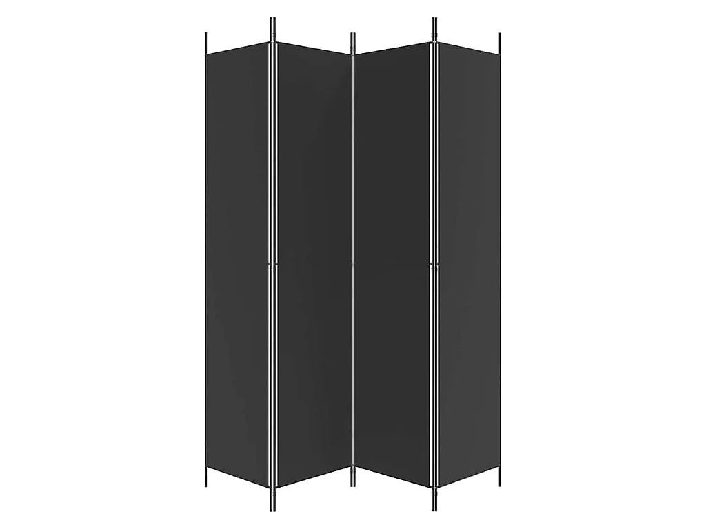 Biombo divisor de 4 paneles de tela negro 200x220 cm