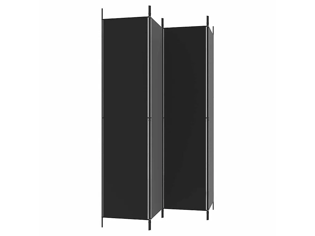 Biombo divisor de 4 paneles de tela negro 200x220 cm