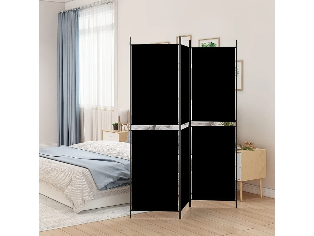 Cloison de séparation 3 panneaux Noir 150x200 cm Tissu