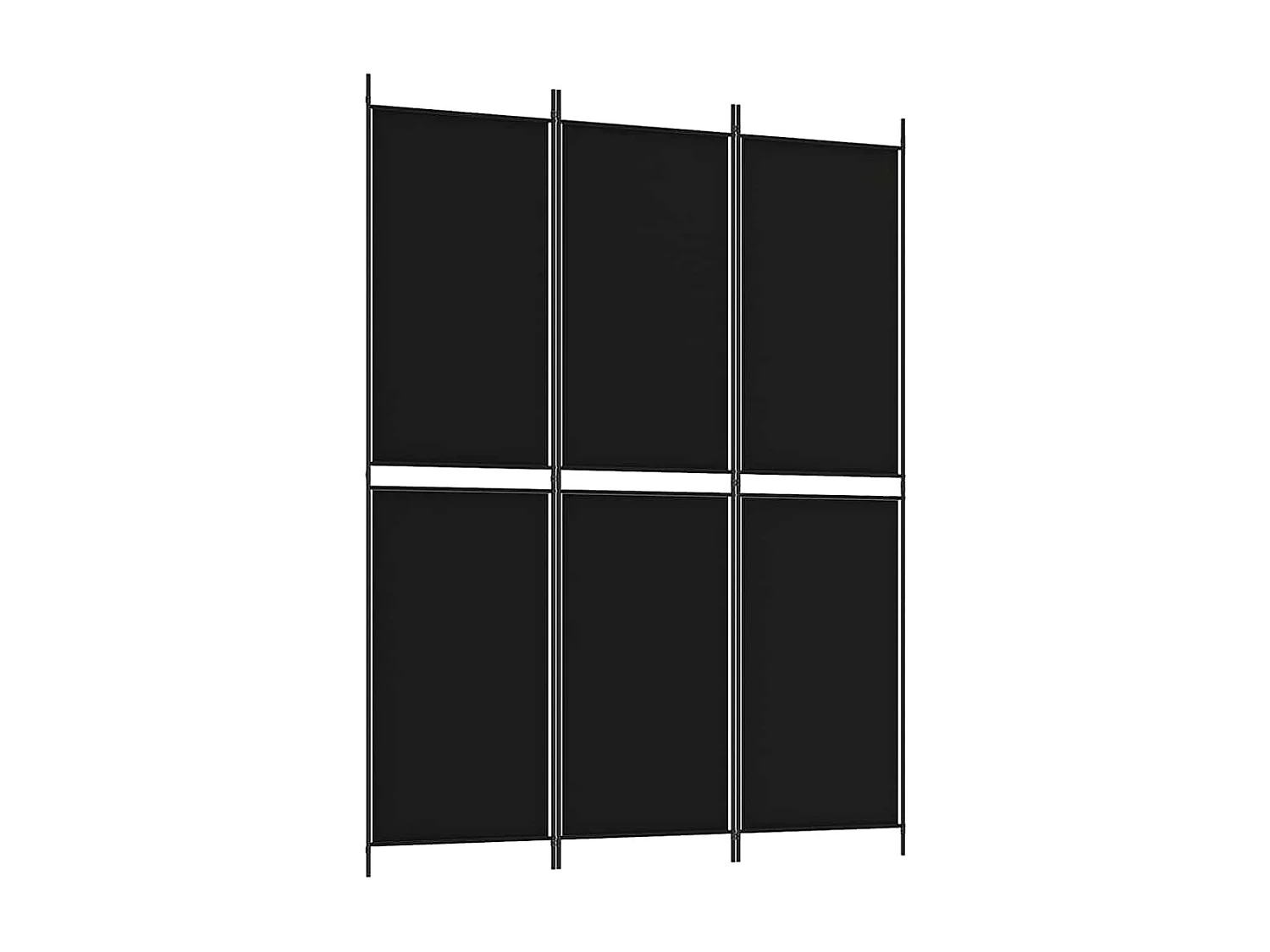 Divisorio a 3 Pannelli Nero 150x200 cm in Tessuto