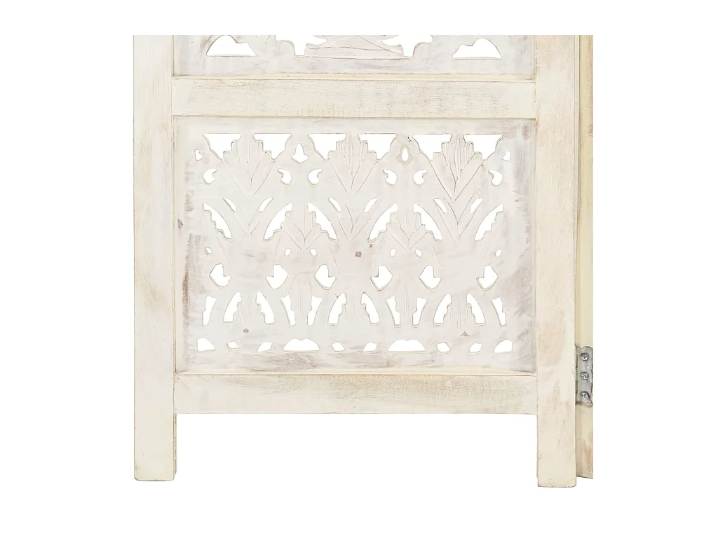 Cloison de séparation 3 panneaux Blanc 120x165 cm Bois manguier