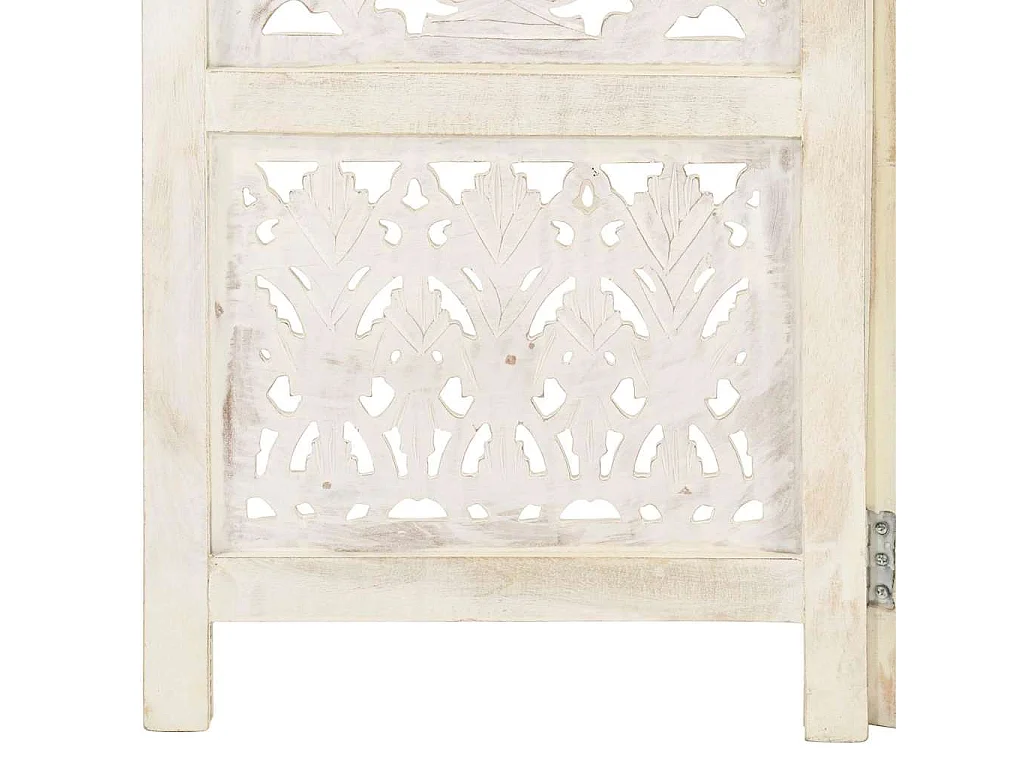 Paravent 3 panneaux Blanc 120x165 cm Bois manguier