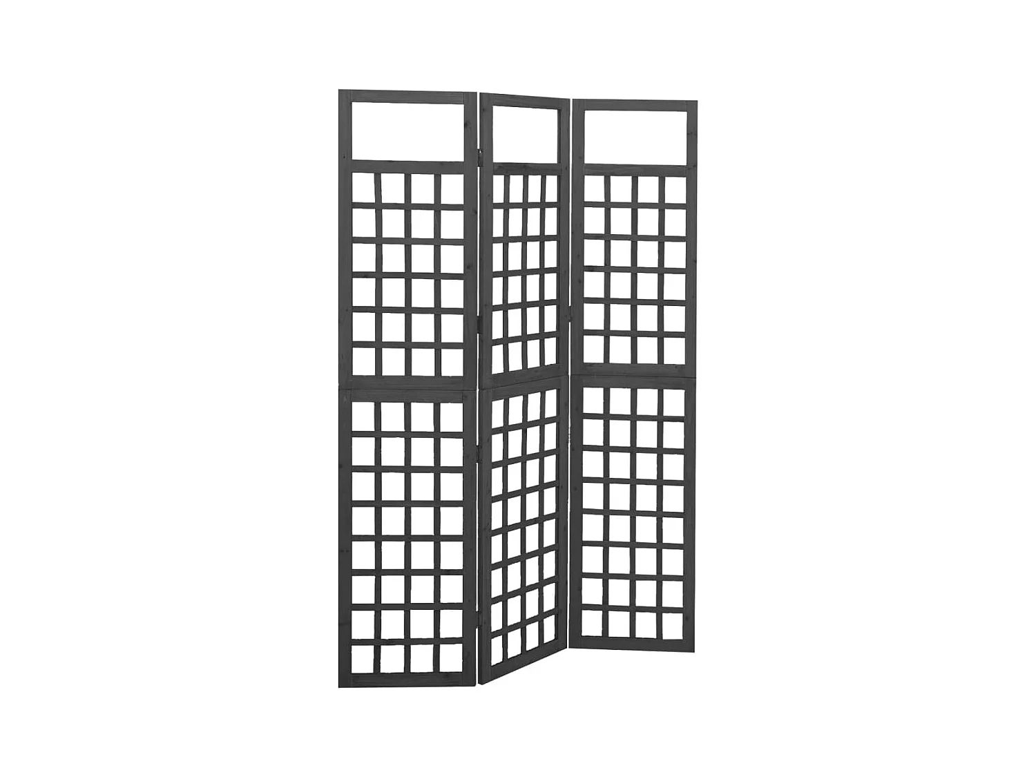 Cloison de séparation à 3 panneaux Bois de pin Noir 121x180 cm
