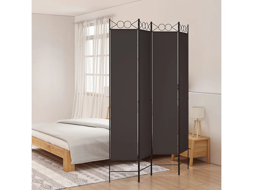 Kamerscherm met 4 panelen 160x220 cm stof bruin