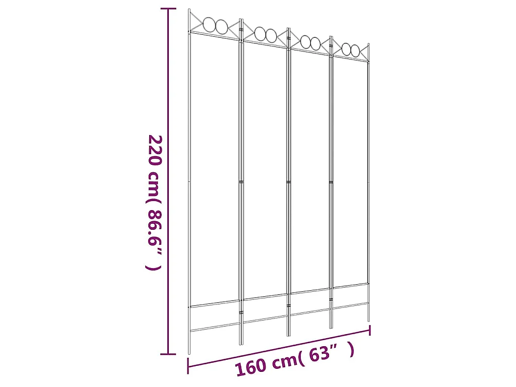 Paravent 4 panneaux Marron 160x220 cm Tissu