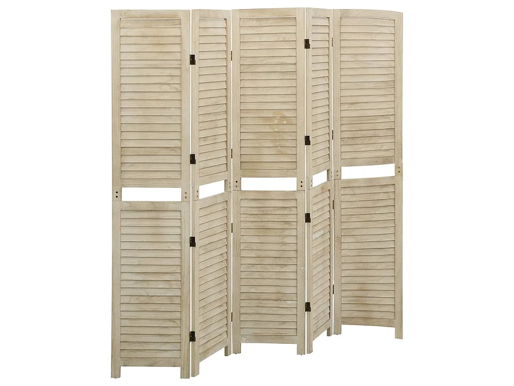 Paravent 5 panneaux 175x165 cm Bois de Paulownia