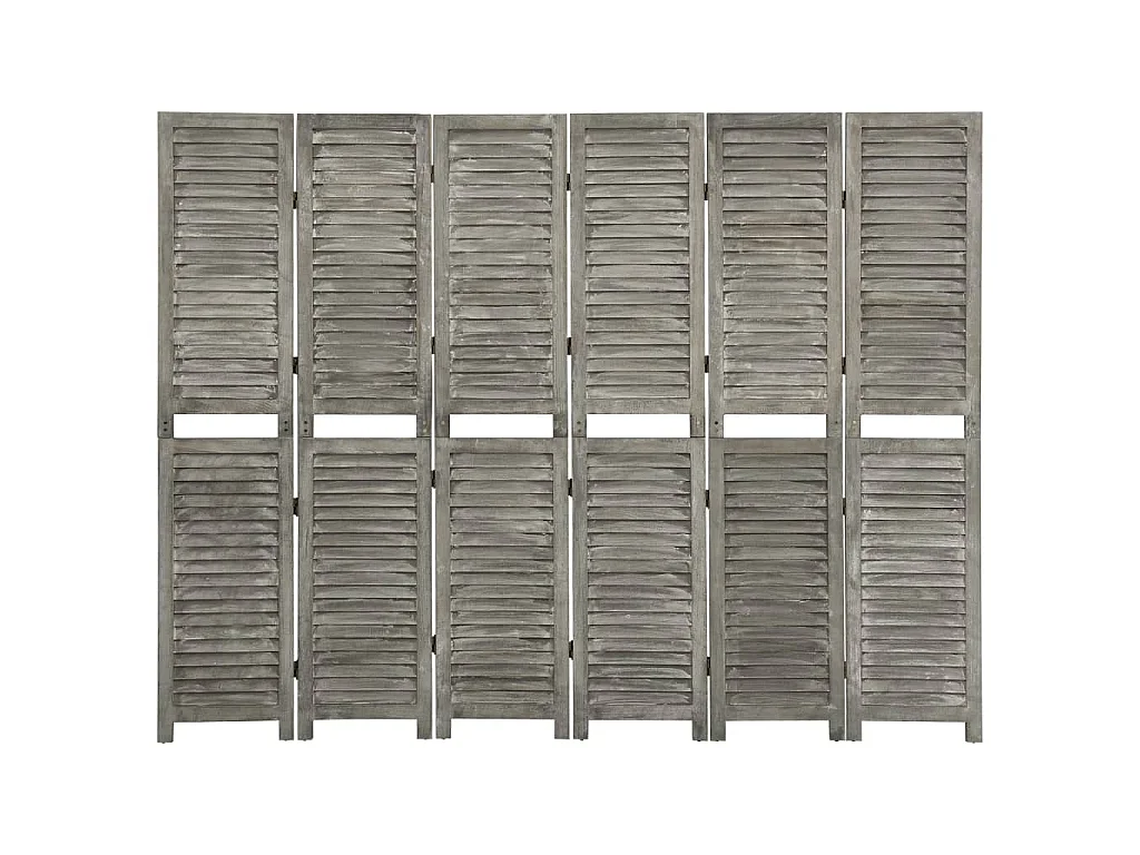 Paravent 6 panneaux Gris 214x166 cm Bois solide