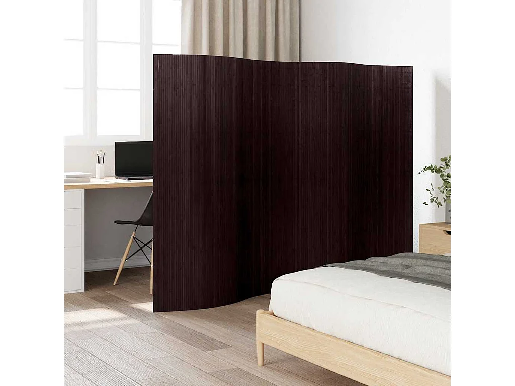 Kamerscherm breedte 250 cm hoogte 165 cm bamboe donkerbruin