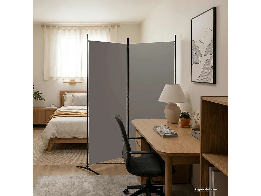 Kamerscherm met 2 panelen 175x180 cm stof antracietkleurig