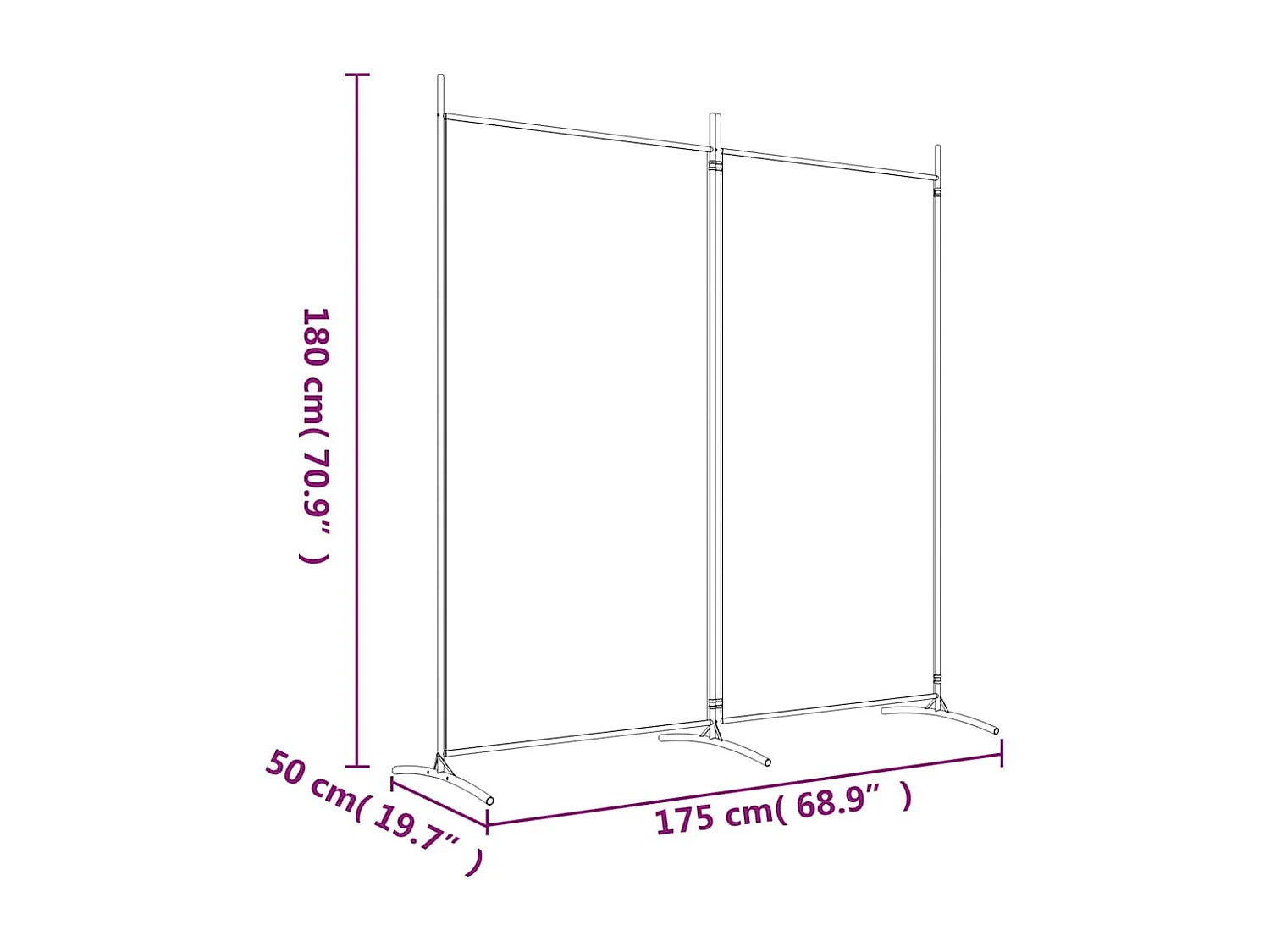 Kamerscherm met 2 panelen 175x180 cm stof antracietkleurig
