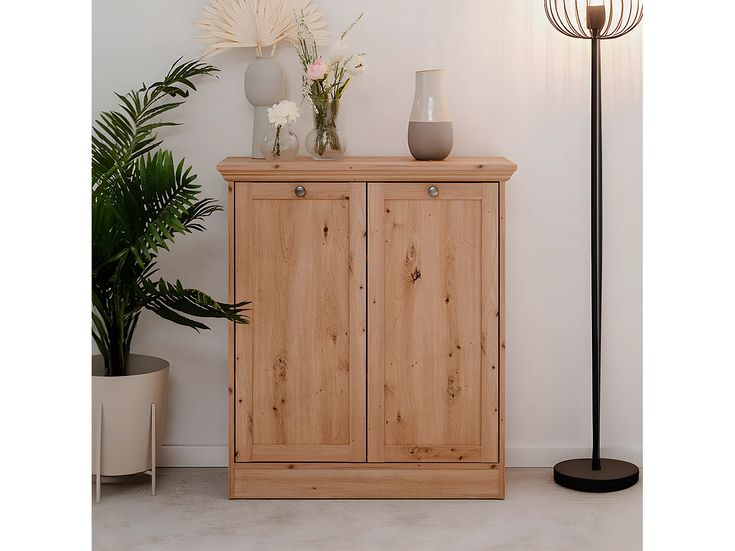 Buffet 2 portes effet chêne 80 cm - Saga