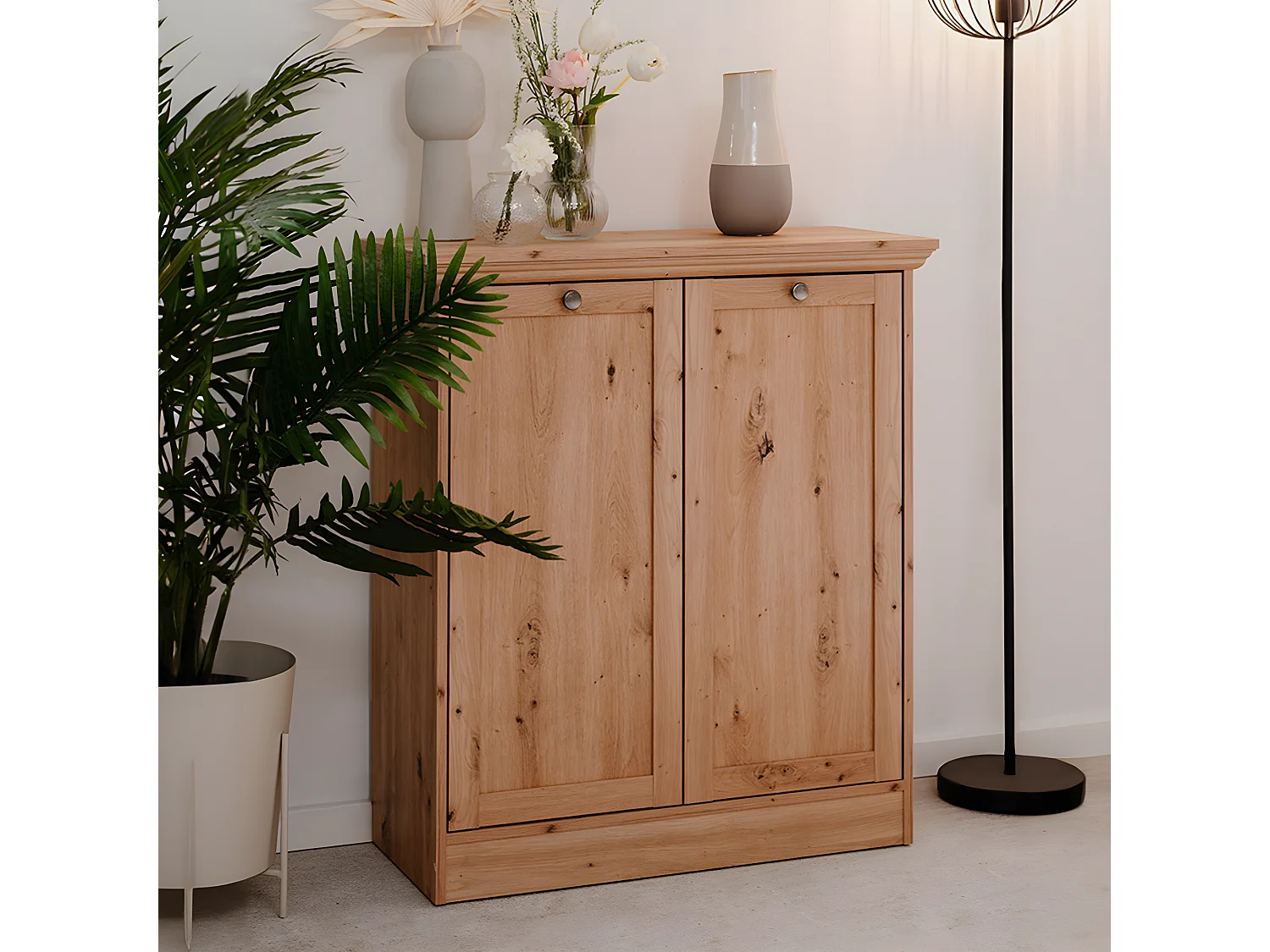 Buffet 2 portes effet chêne 80 cm - Saga