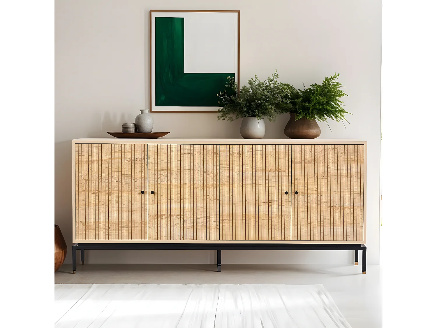 Buffet 4 portes effet bois 180 cm - Talia