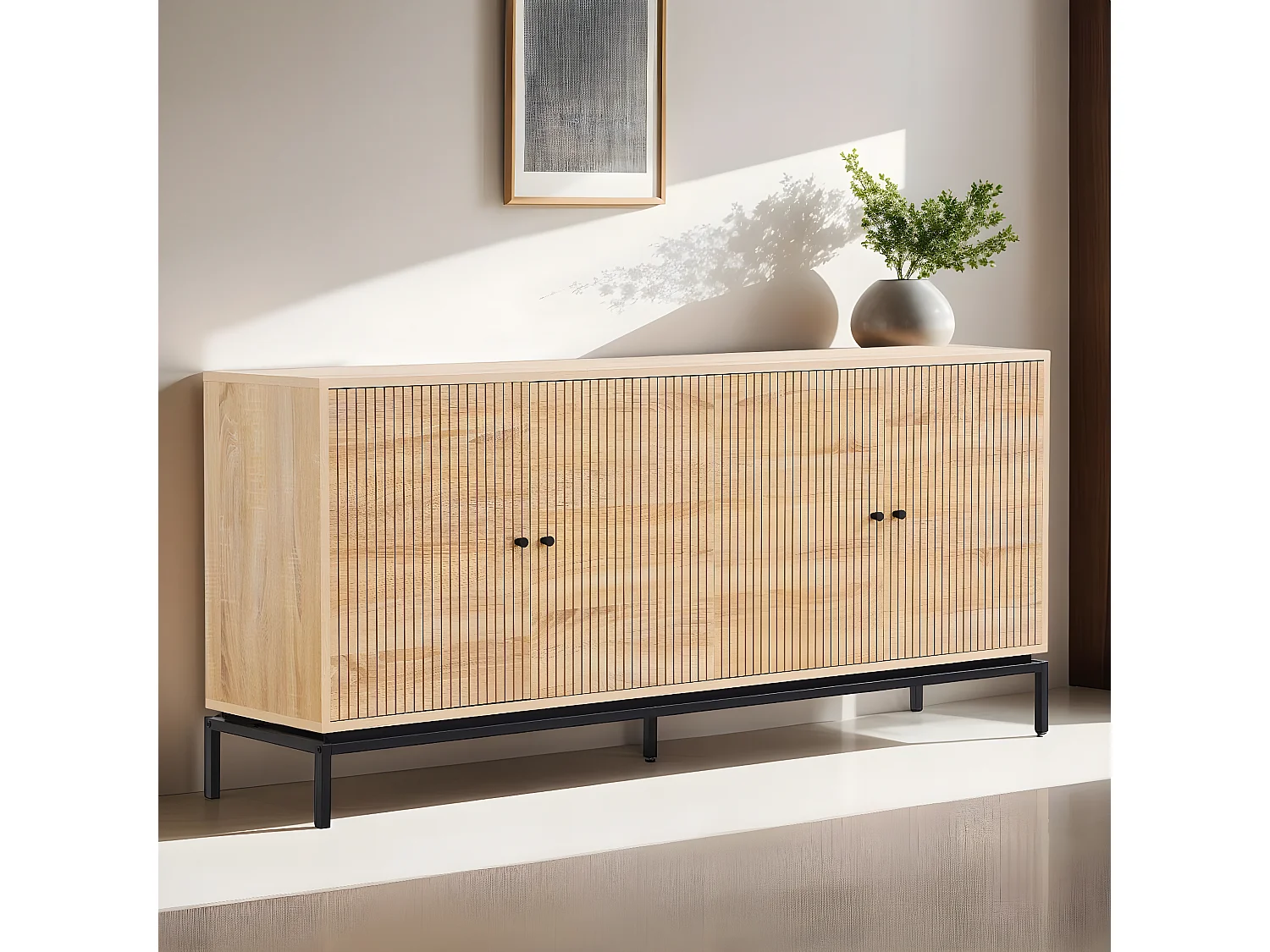 Buffet 4 portes effet bois 180 cm - Talia