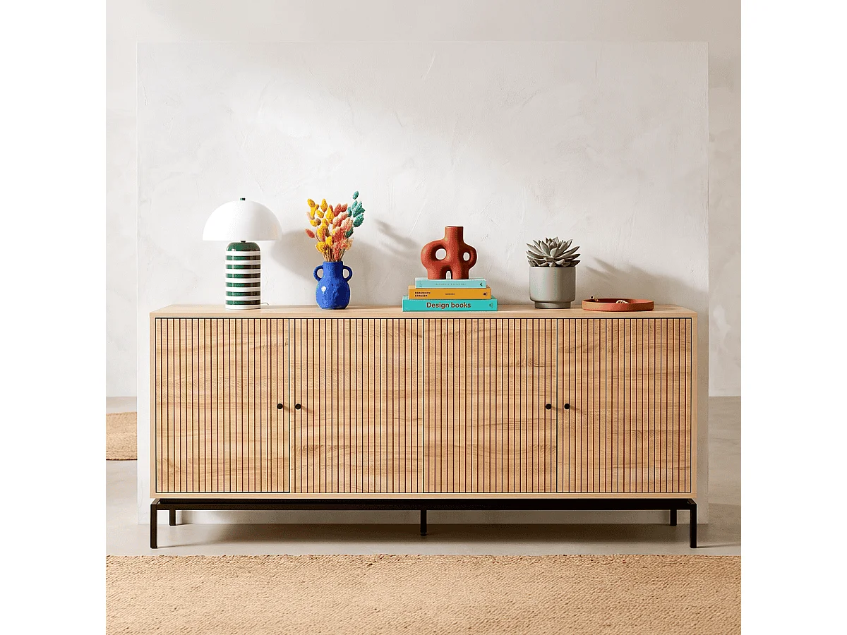 Buffet 4 portes effet bois 180 cm - Talia