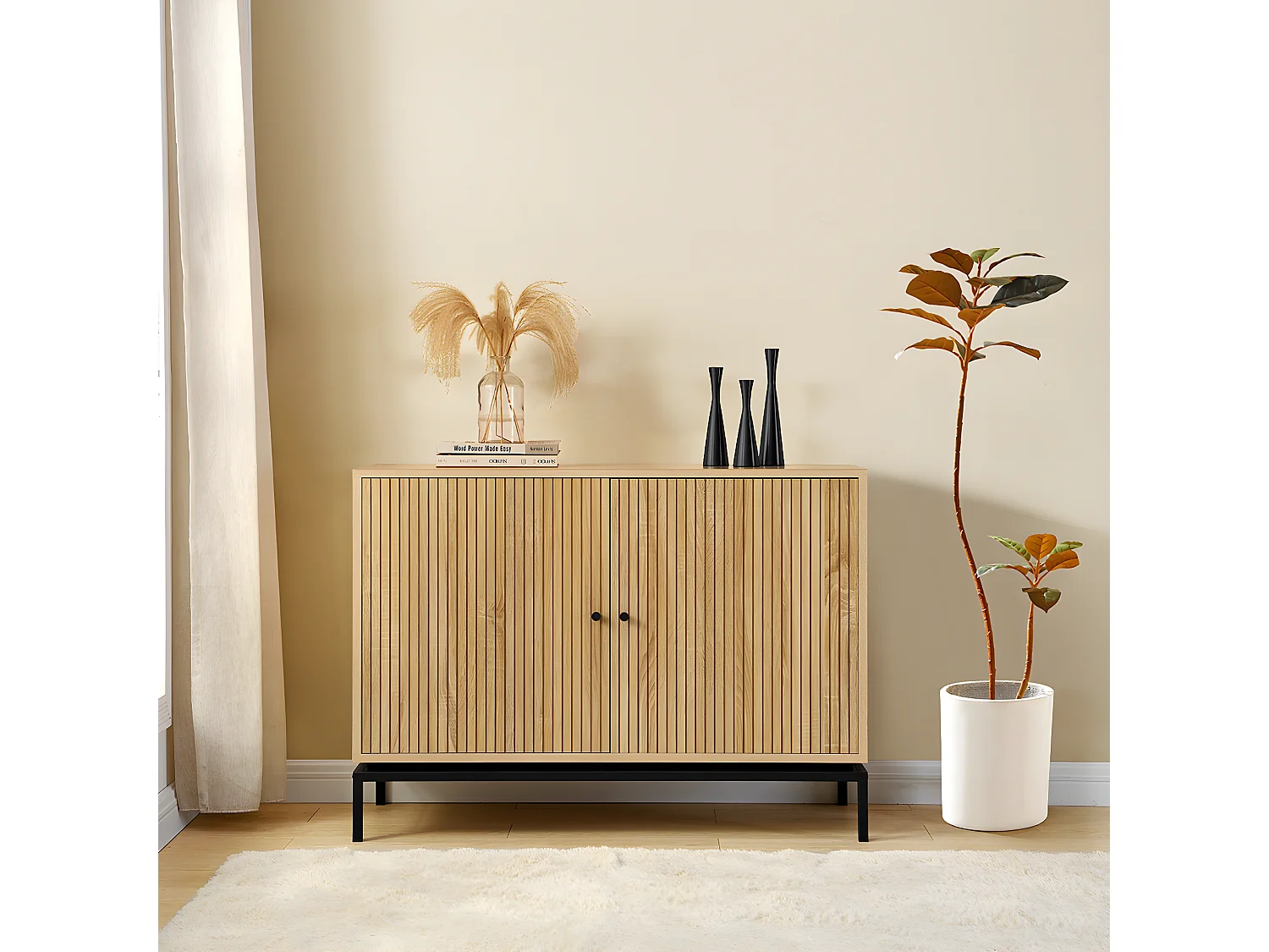 Buffet 2 portes effet bois 110 cm - Talia