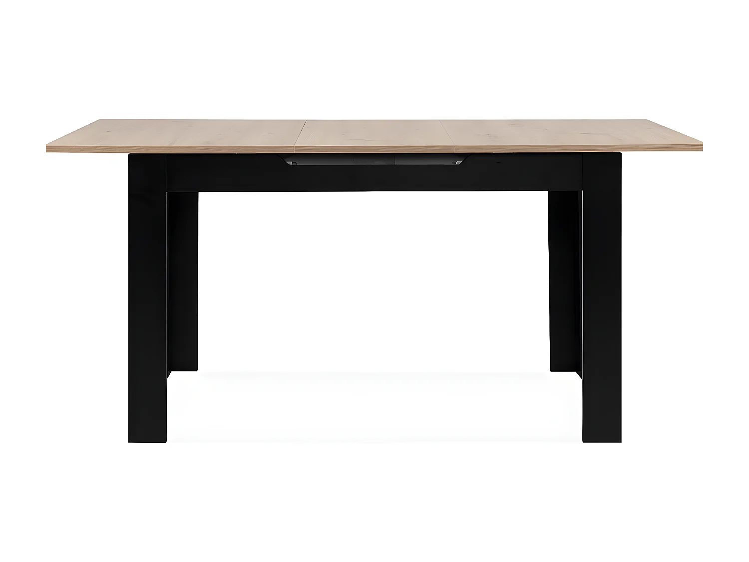 Table à manger extensible 4/6 personnes effet chêne et noire 125/165 cm - Lars