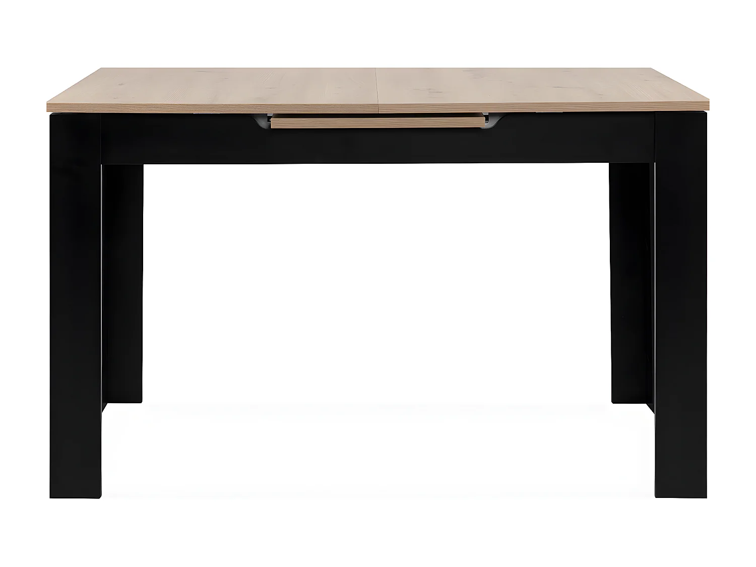 Table à manger extensible 4/6 personnes effet chêne et noire 125/165 cm - Lars