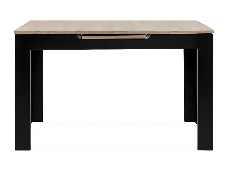 Table à manger extensible 4/6 personnes effet chêne et noire 125/165 cm - Lars
