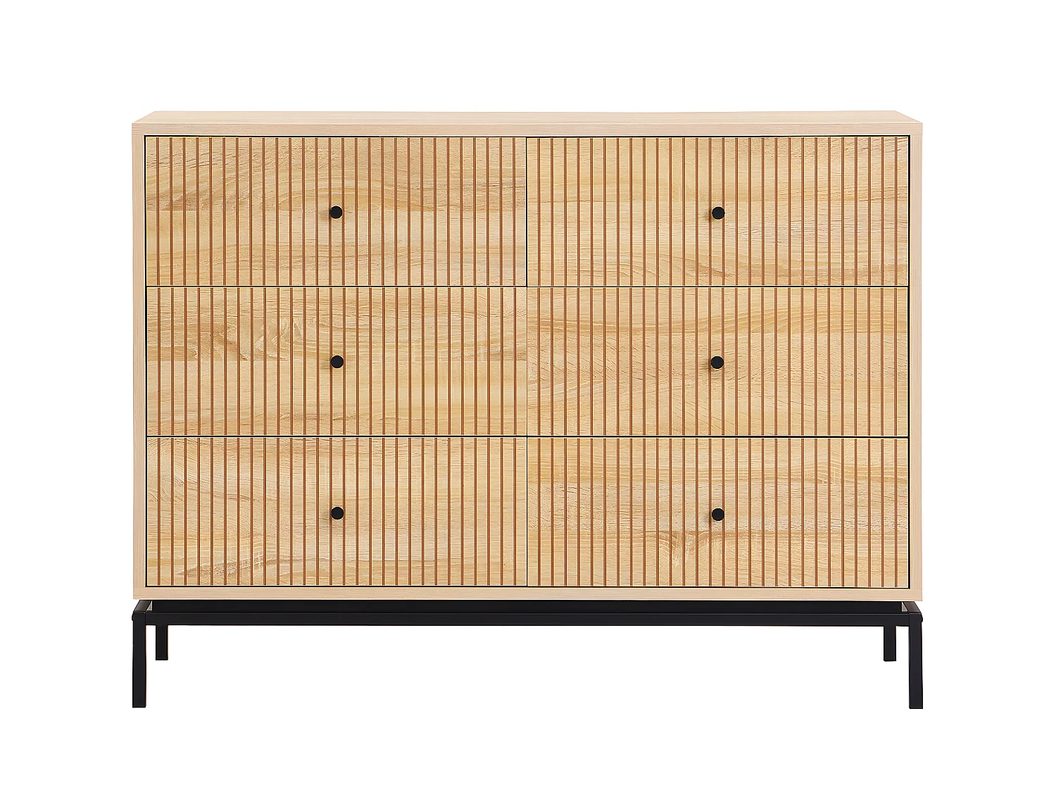 Commode 6 tiroirs effet bois 120 cm - Talia