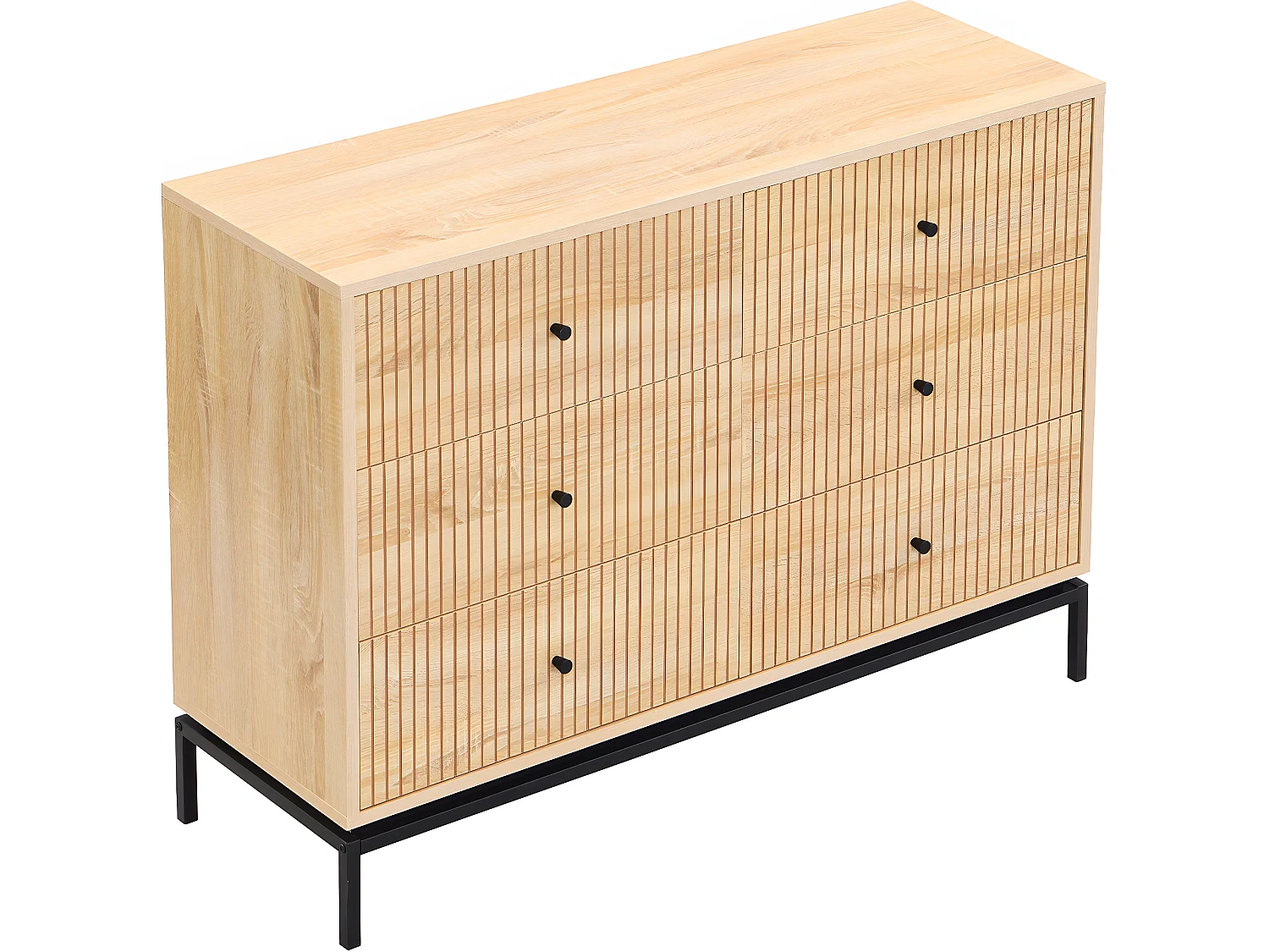 Commode 6 tiroirs effet bois 120 cm - Talia
