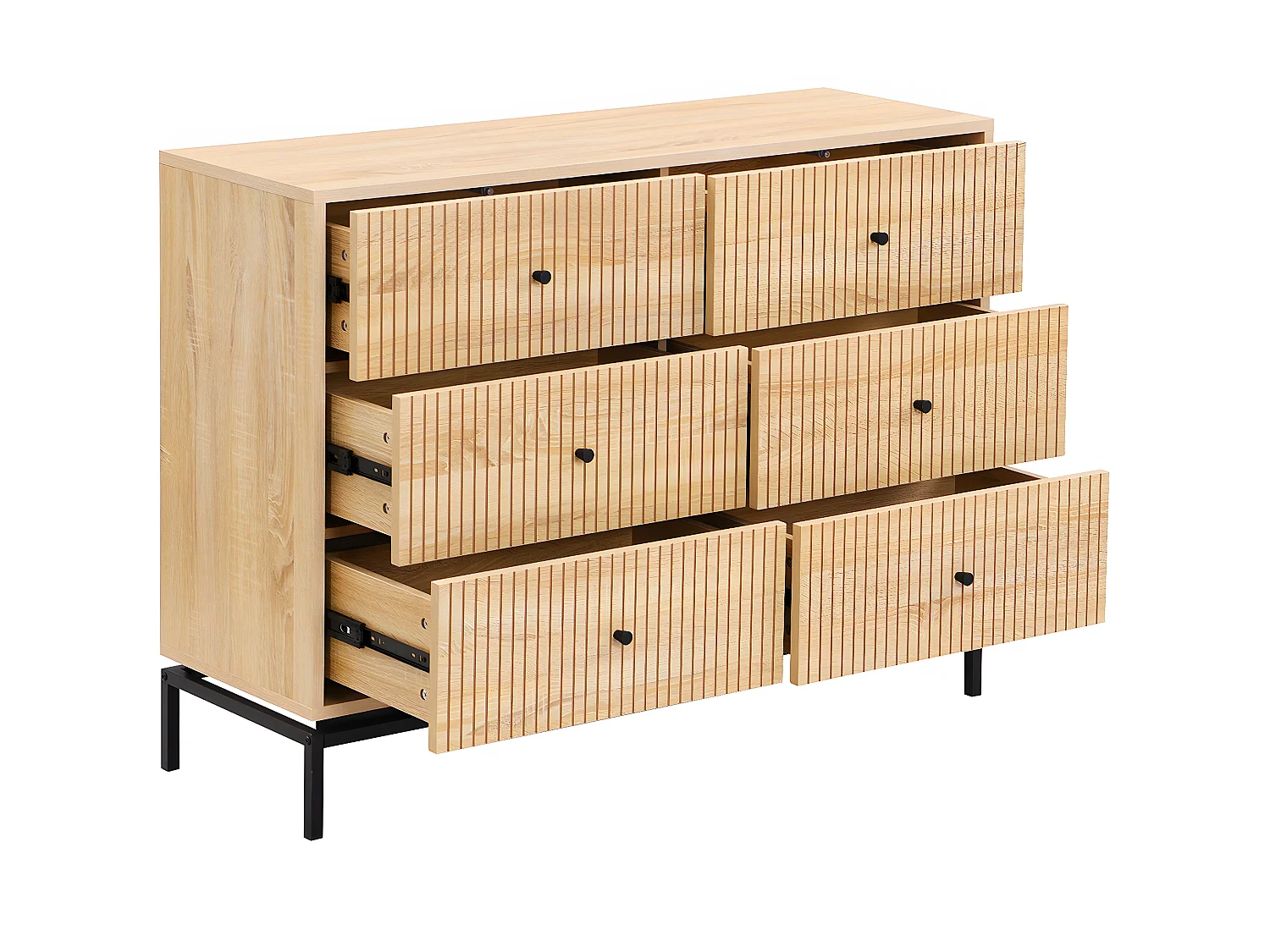 Commode 6 tiroirs effet bois 120 cm - Talia