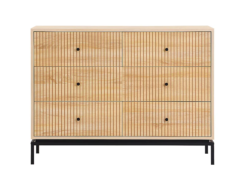 Commode 6 tiroirs effet bois 120 cm - Talia