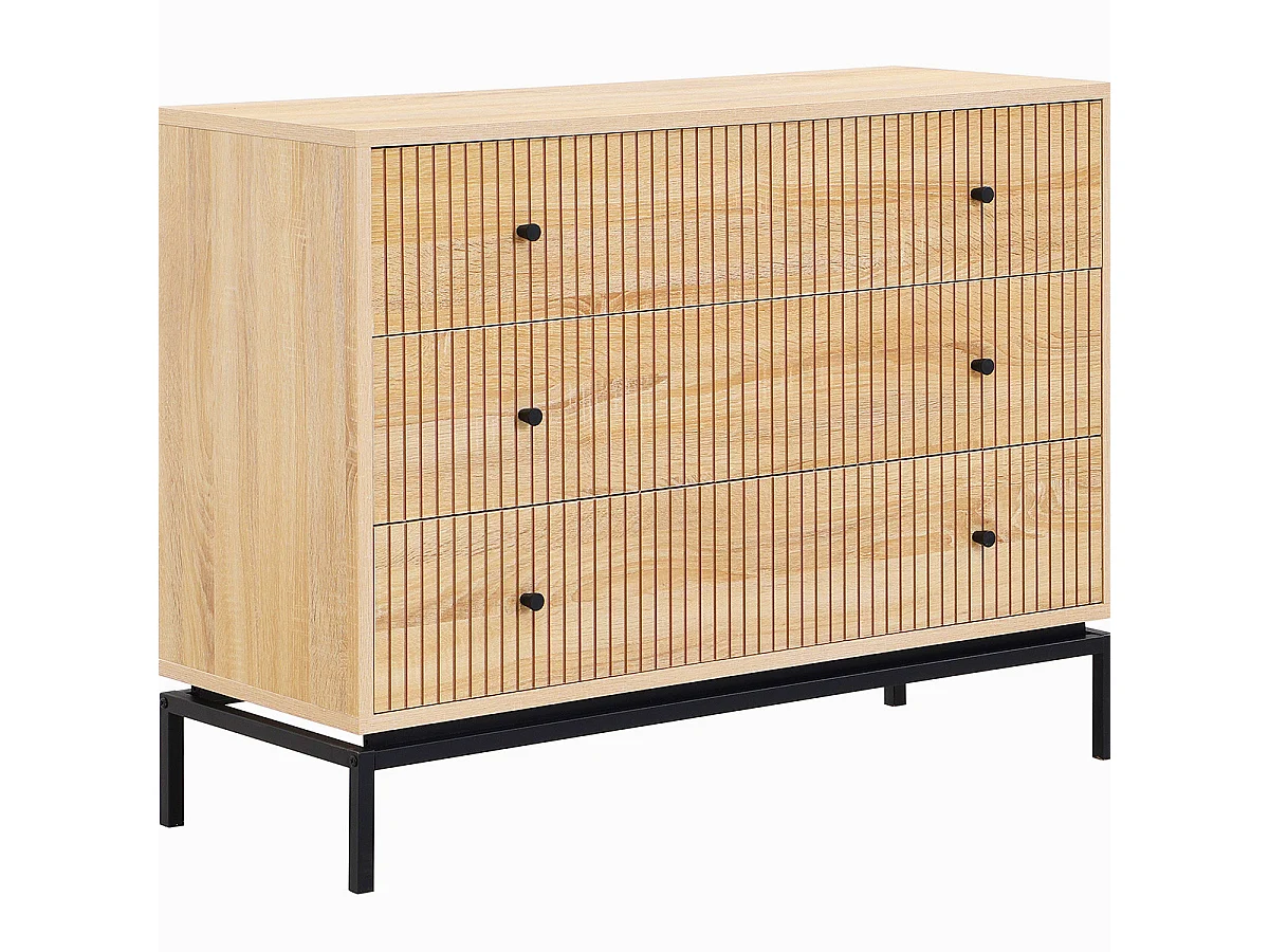 Commode 3 tiroirs effet bois 105 cm - Talia