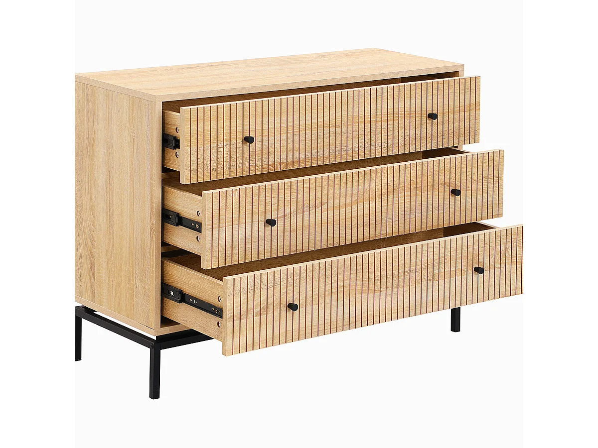 Commode 3 tiroirs effet bois 105 cm - Talia